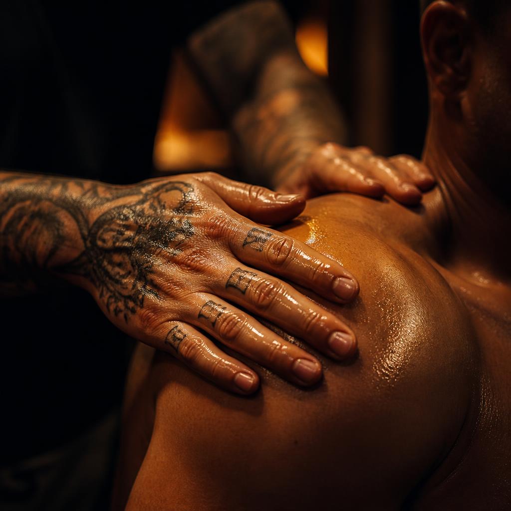 Athlete receiving a recovery massage on a treatment table